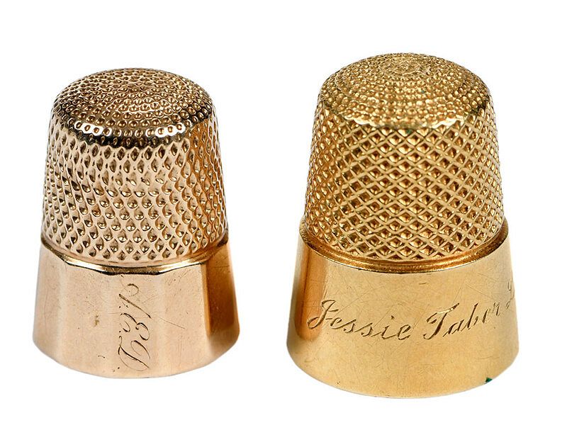 Appraisal: Two Antique Gold Thimbles one engraved with full name stamped