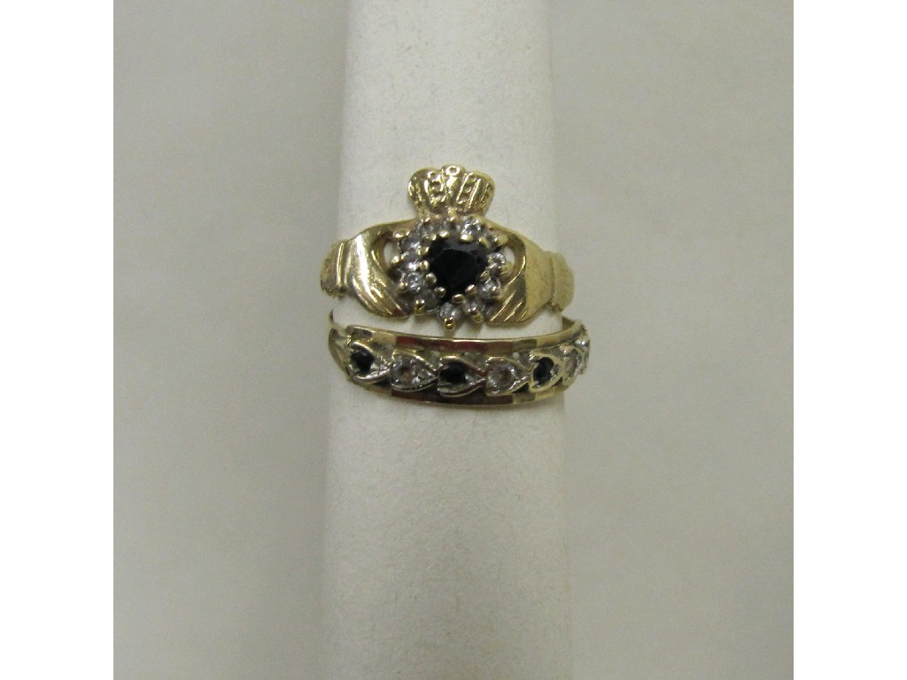 Appraisal: Lot comprising ct gold gem set claddah ring and a