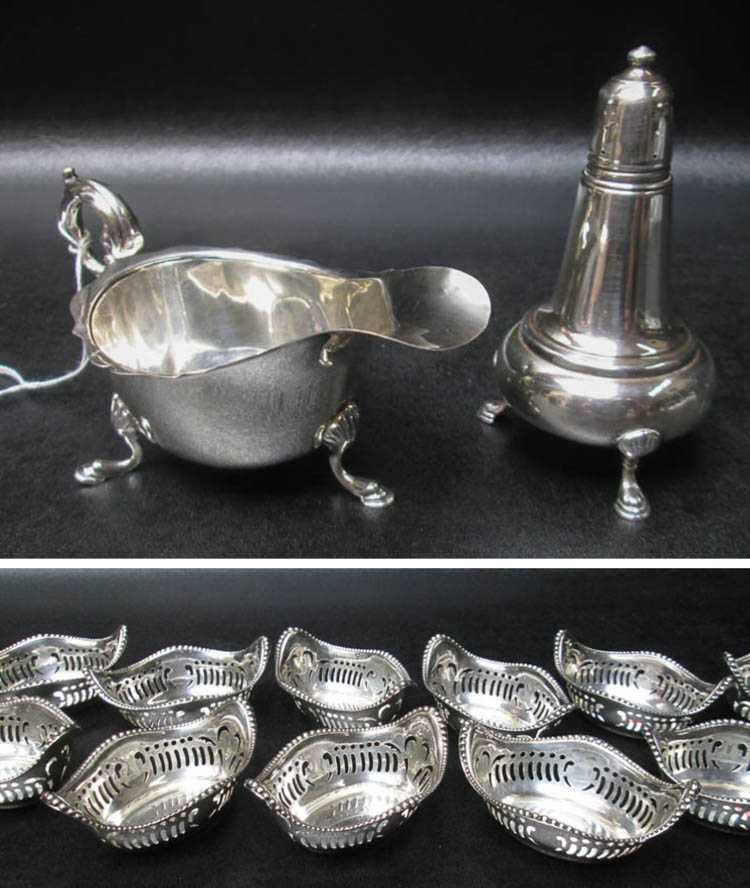 Appraisal: FOURTEEN STERLING SILVER HOLLOWWARE ITEMS set of Gorham nut dishes