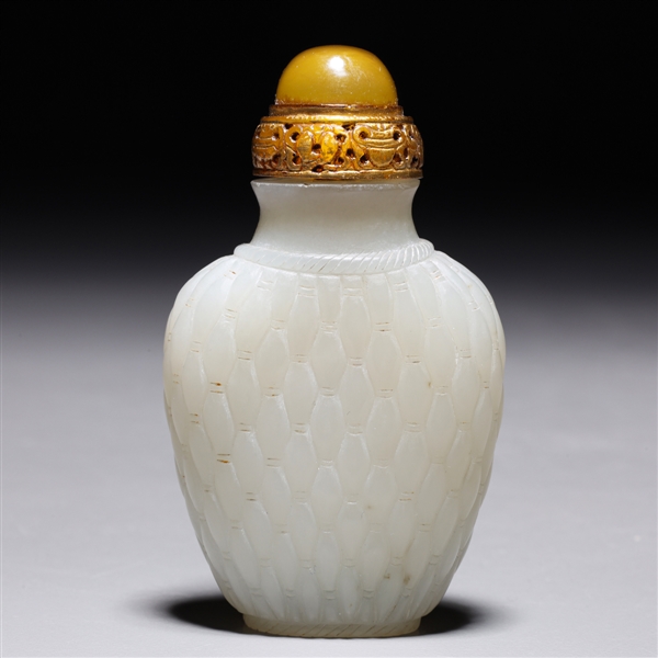 Appraisal: Chinese carved white jade or hardstone snuff bottle overall good