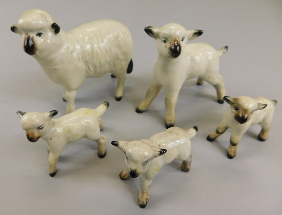 Appraisal: Five Beswick sheep to include three Beswick lambs model number