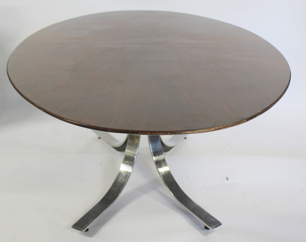 Appraisal: MIDCENTURY Style Chrome Table With Oval Wood Top From a