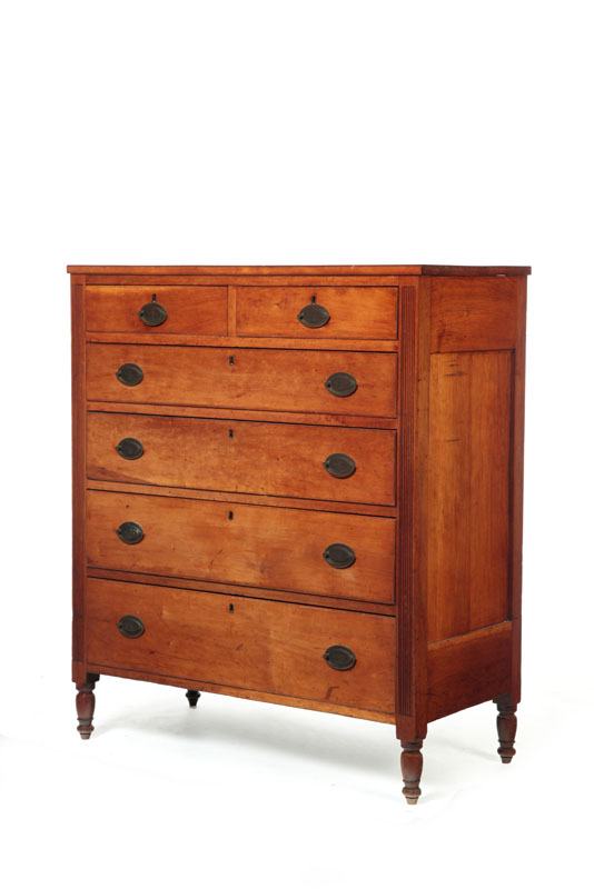 Appraisal: SHERATON TALL CHEST OF DRAWERS Probably western Pennsylvania - cherry