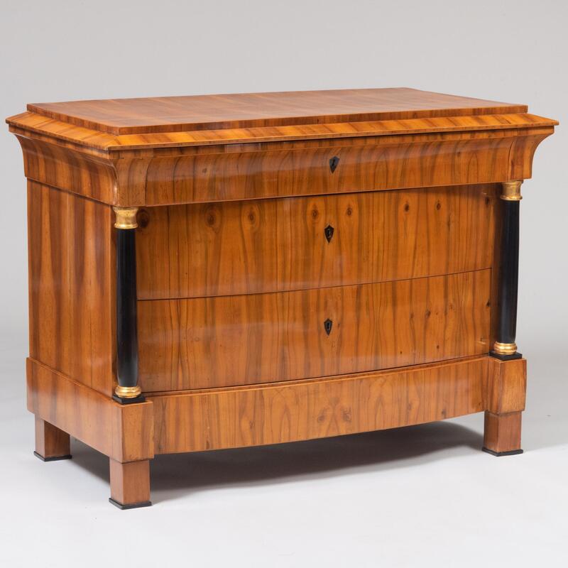 Appraisal: Biedermeier Black Walnut Ebonized and Parcel-Gilt Chest of Drawers x