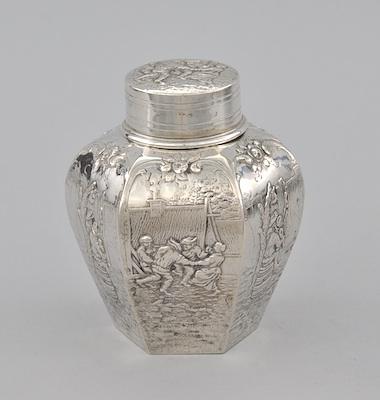 Appraisal: A German Repousse Silver Tea Caddy Storck Sinsheimer Hanau ca