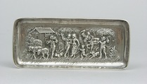 Appraisal: A Hand-Wrought Silver Tray A rectangular silver tray on four