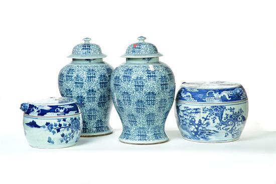 Appraisal: TWO CONTAINERS AND A PAIR OF VASES China th century