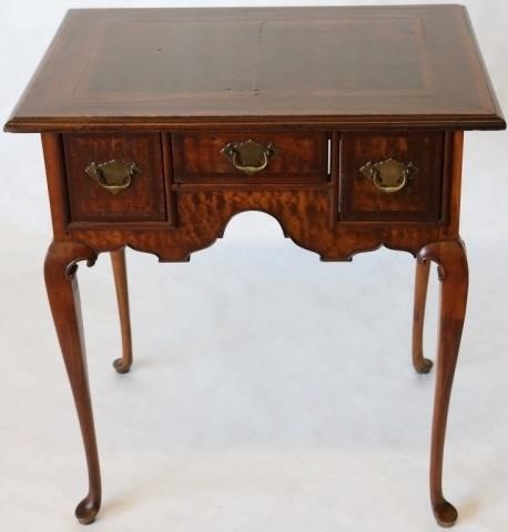 Appraisal: DIMINUTIVE QUEEN ANNE STYLE DRESSING TABLE BURLWALNUT VENEERS EARLY TH