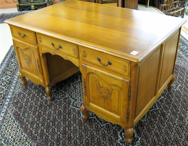 Appraisal: LOUIS XV STYLE OAK PARTNERS' DESK Continental mid th century