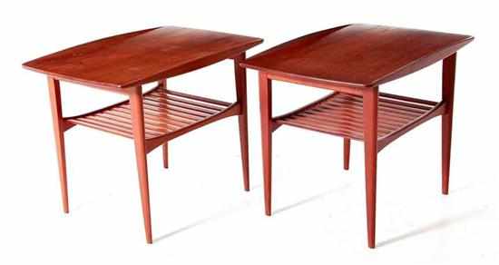 Appraisal: Pair E Kindt-Larsen Danish Modern teak end tables circa Danish