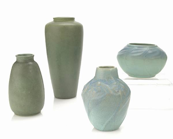 Appraisal: Three Van Briggle glazed pottery vessels and a Teco vase