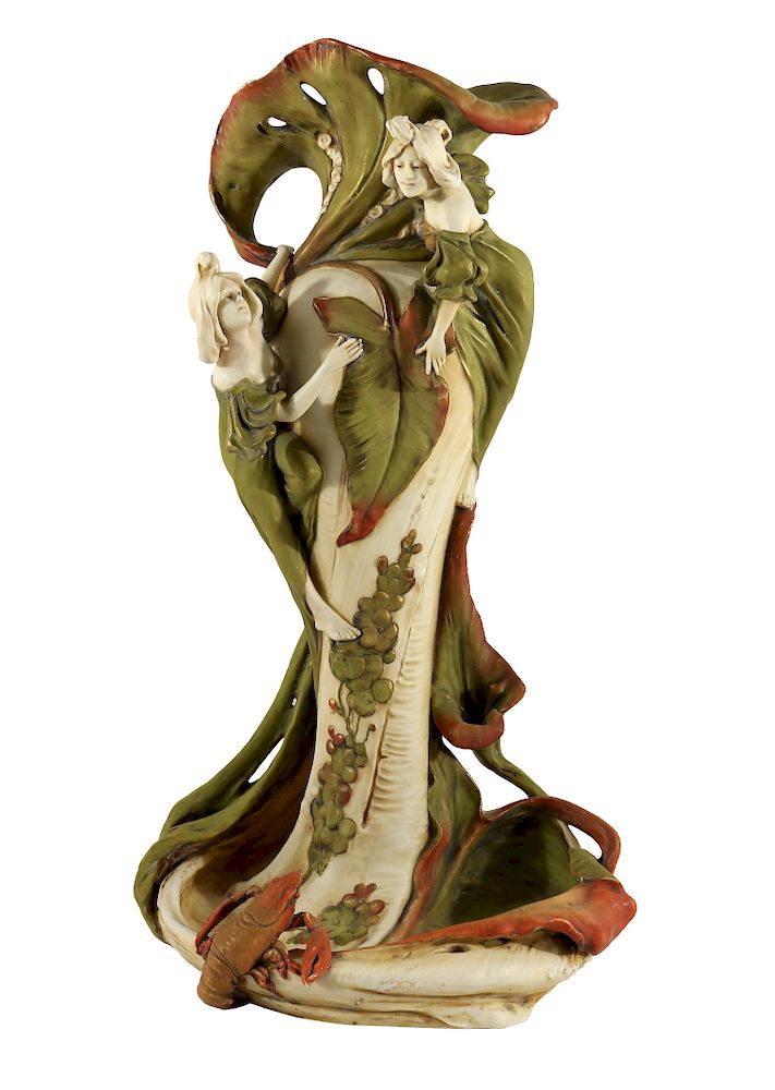 Appraisal: Art Nouveau Porcelain Royal Dux Urn Featuring two women holding