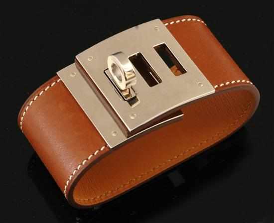 Appraisal: A Kelly dog cuff bracelet by Hermes The barenia leather