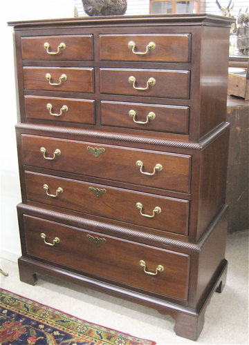 Appraisal: CHIPPENDALE STYLE MAHOGANY CHEST-ON-CHEST Hickory Chair Co Hickory NC the