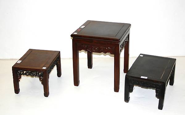 Appraisal: A group of three Chinese hardwood tables Late Qing Republic