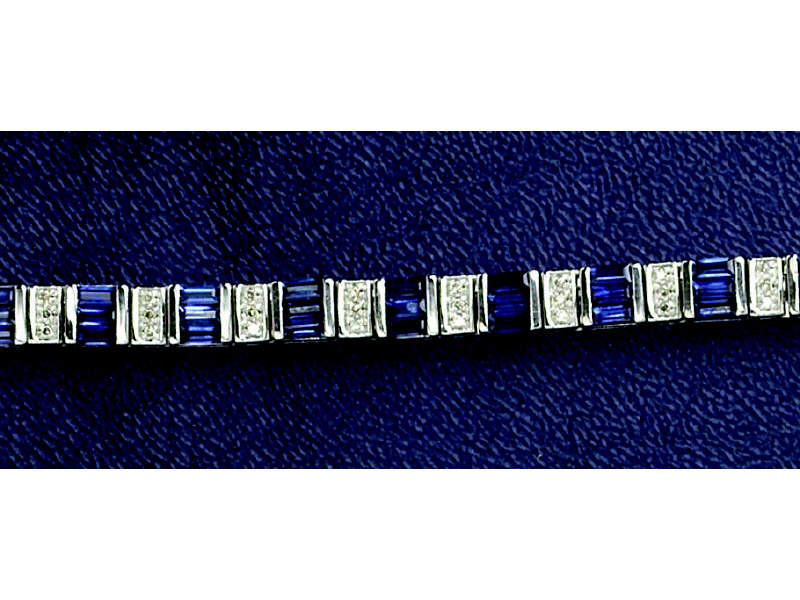 Appraisal: SAPPHIRE AND DIAMOND BRACELET k white gold bracelet set with