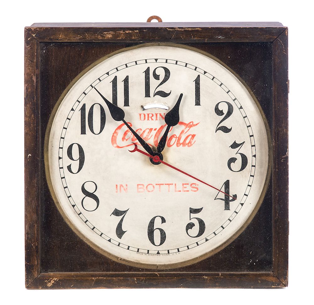 Appraisal: Wooden Coca Cola Clock Good condition with normal wear Please