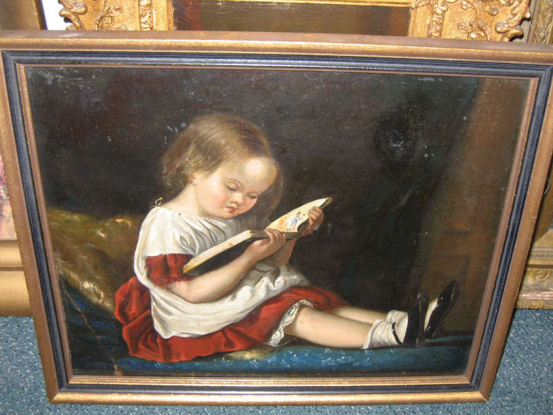 Appraisal: AMERICAN SCHOOL TH CENTURY Portrait of a young girl reading