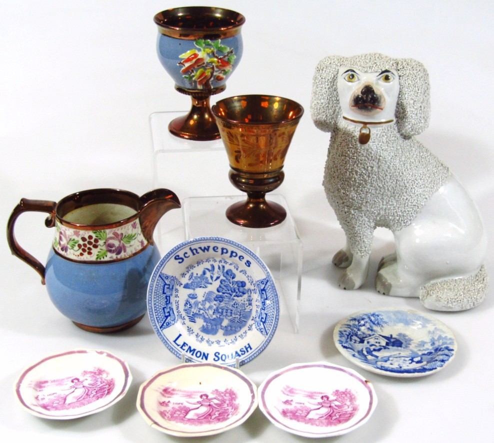 Appraisal: A thC Staffordshire flat back spaniel partially crumb coated with