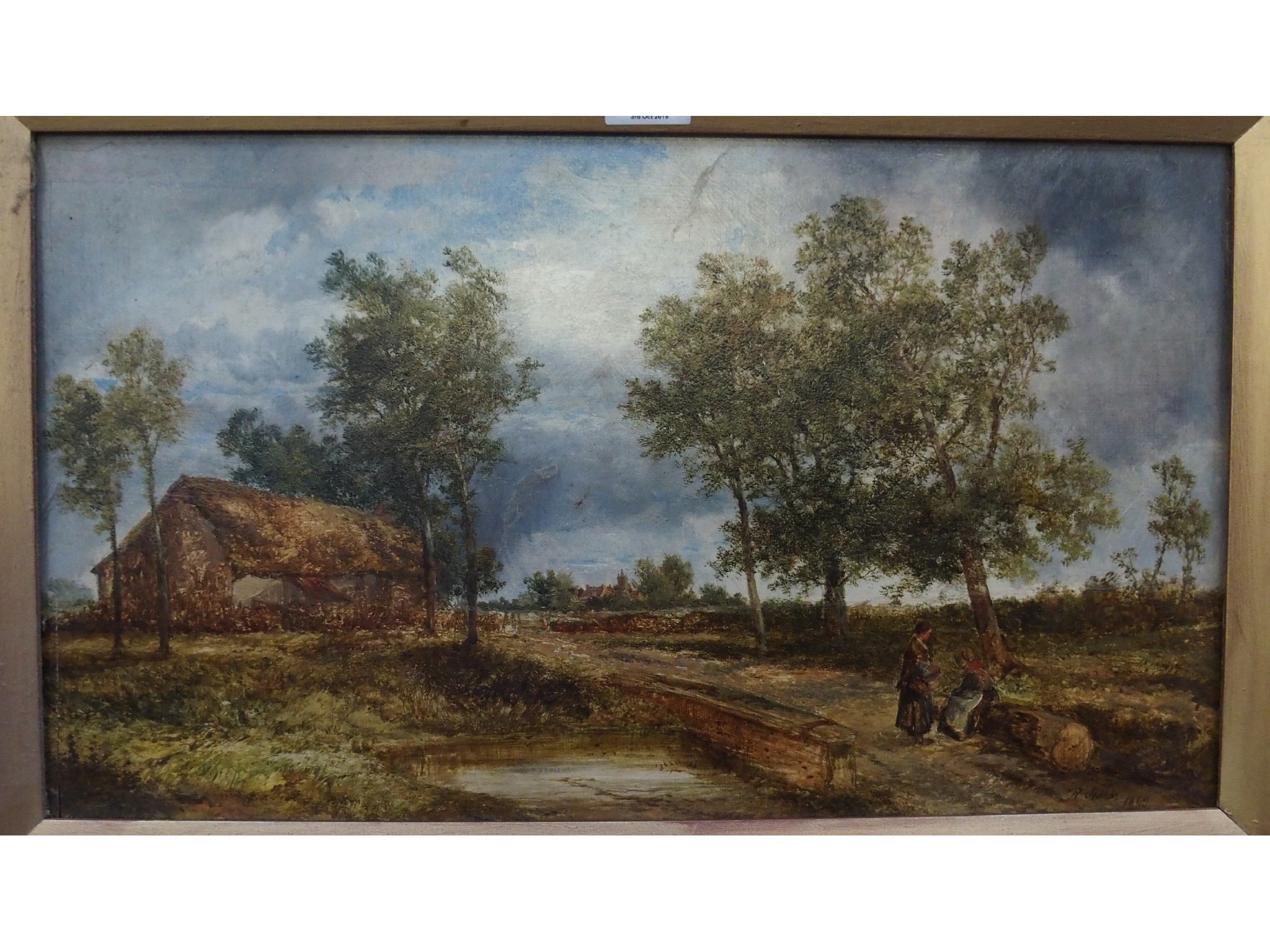 Appraisal: R STUBBS Figures by a roadside signed and dated oil