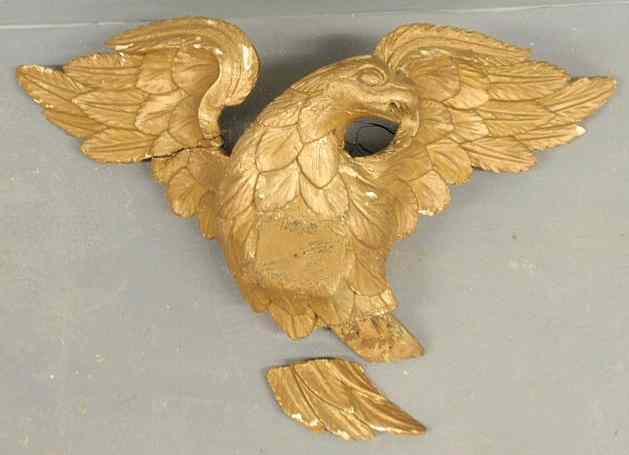 Appraisal: Gilt wood carved eagle th c As found h x