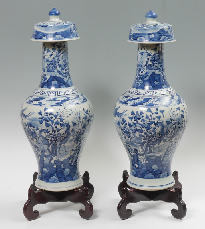 Appraisal: PAIR OF LARGE ORIENTAL BLUE AND WHITE JARS Blue white