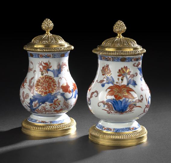 Appraisal: Pair of Chinese Imari Porcelain Urns with French Ormolu Mounts