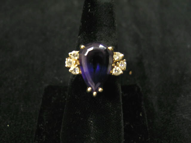 Appraisal: Amethyst Diamond Ring pear shaped carat gem surrounded by diamonds