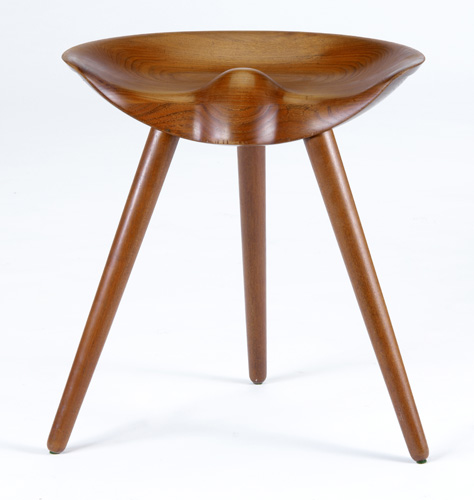 Appraisal: MORGENS LASSEN Teak stool with modeled seat and turned legs