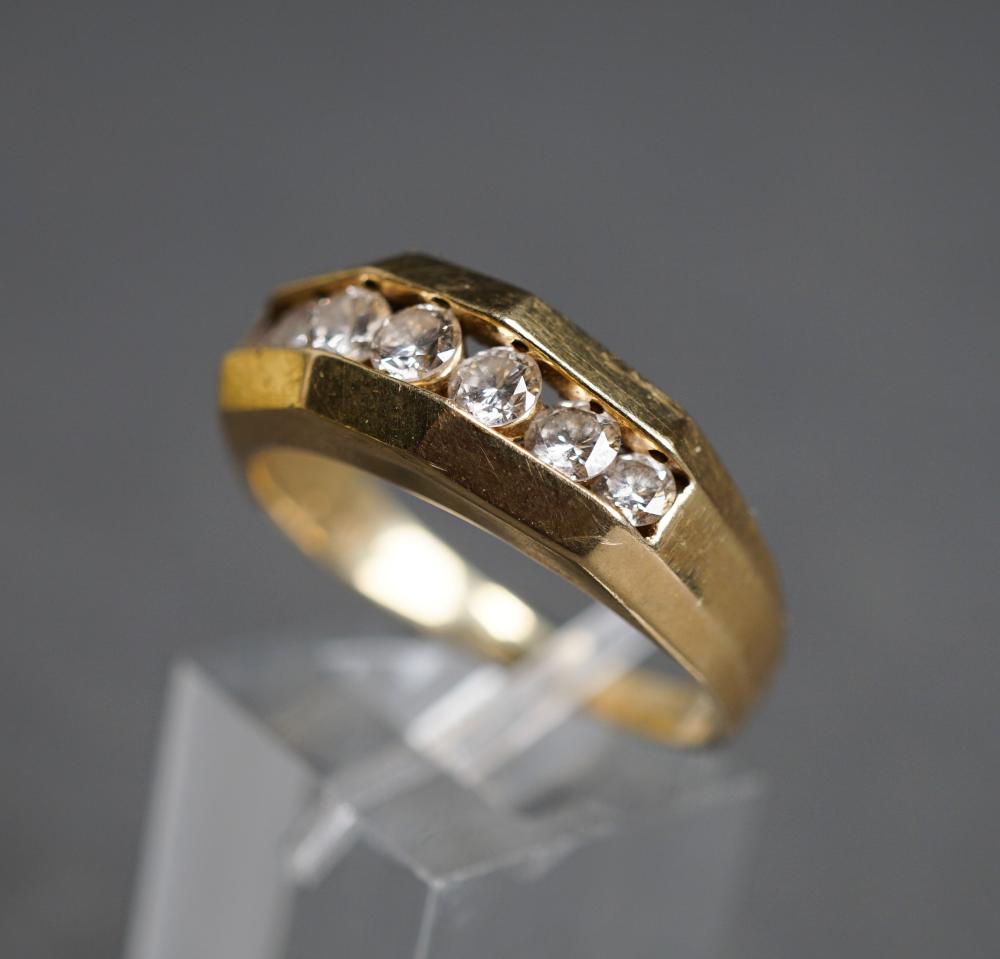 Appraisal: Gentlemen's -Karat Yellow-Gold and Diamond Ring Diamonds weighing approx carats