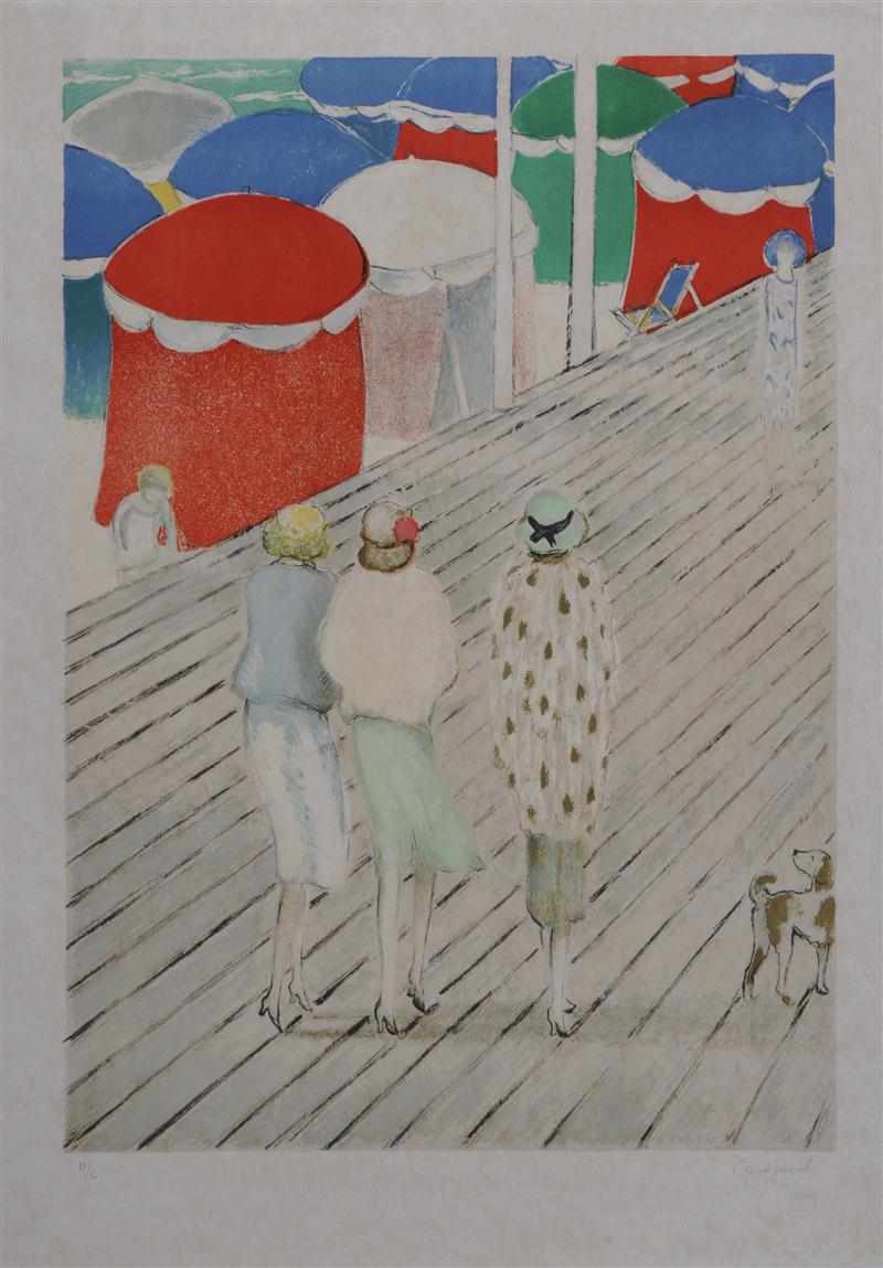 Appraisal: JEAN-PIERRE CASSIGNEUL FRENCH b FEMMES AUX CHIEN Lithograph in colors