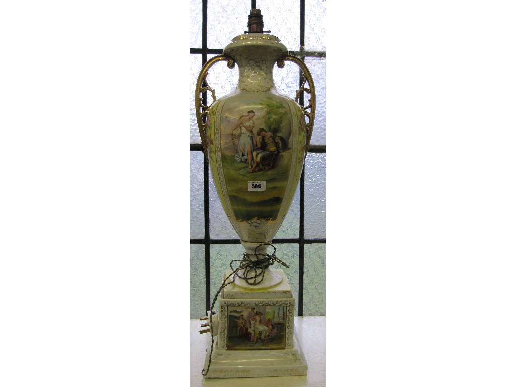 Appraisal: Large continental lampbase in the form of an urn on