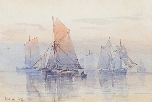 Appraisal: ALEXANDER WILLIAMS - 'Summer' sailing barges monogrammed inscribed to reverse