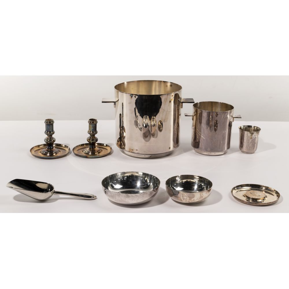 Appraisal: CHRISTOFLE SILVERPLATE ICE BUCKET AND TABLEWARE ASSORTMENT items including ice