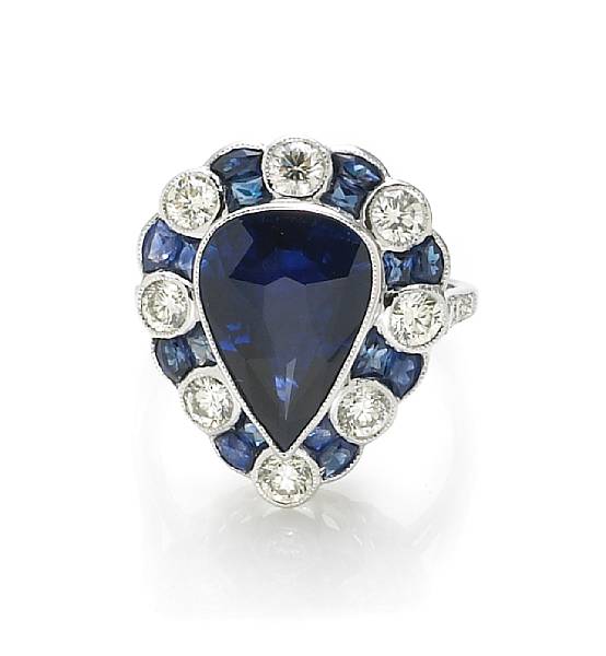 Appraisal: A sapphire and diamond ring estimated total sapphire weight carats