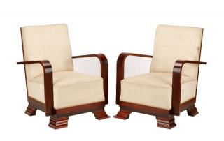 Appraisal: Pair Continental Art Deco Club Chairs Continental likely French first