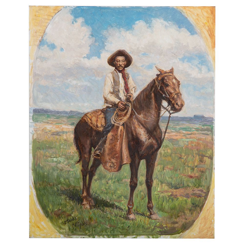 Appraisal: Nathaniel K Gibbs Study of a Cowboy oil American -