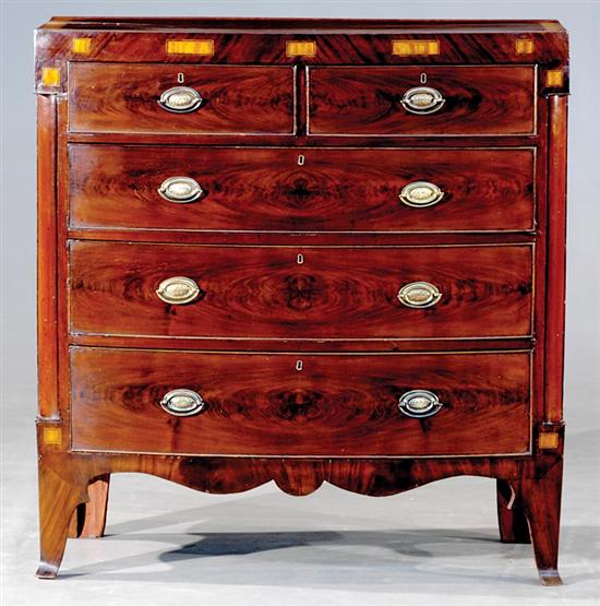 Appraisal: Scottish inlaid bow front chest of drawers circa integrated bowed