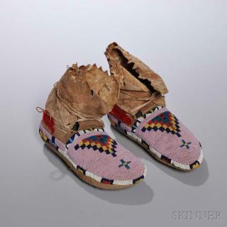 Appraisal: Blackfeet Beaded Hide Moccasins c last quarter th century the