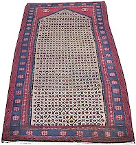 Appraisal: Fine Bijar Prayer Rug A fine Bijar rug with broad