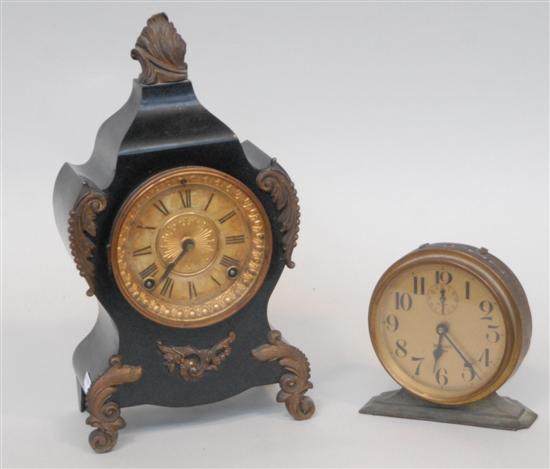 Appraisal: ANSONIA MANTLE AND WESLOX ALARM CLOCK Two items The Ansonia