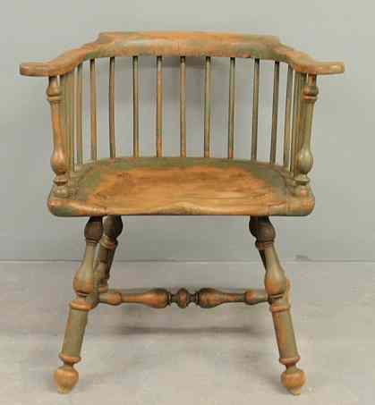 Appraisal: Philadelphia Windsor armchair th c with a carved saddle seat