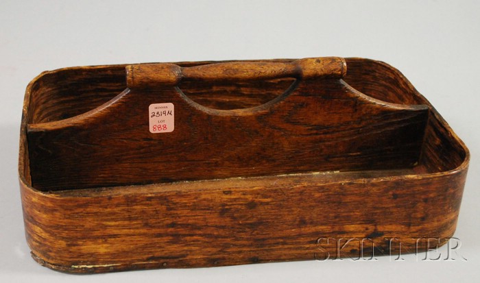 Appraisal: Bentwood Cutlery Box reportedly Shaker with turned handle attached to