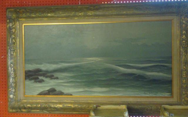 Appraisal: Large Seascape in Giltwood Frame Signed lower right Dimensions x