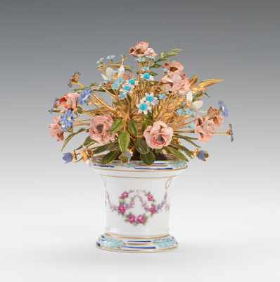 Appraisal: A Gorham Fleurs des Siecle Miniature Jardiniere with Flowers by