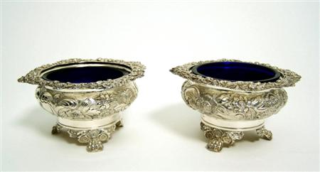 Appraisal: A pair of George IV salt cellars London of circular