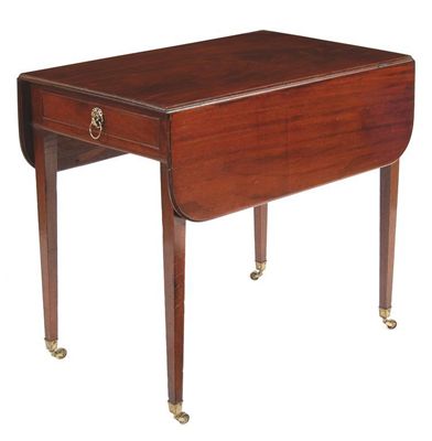 Appraisal: A George III mahogany Pembroke table the frieze drawer with