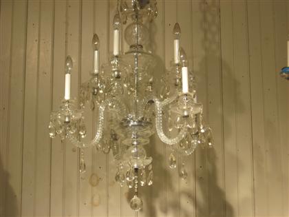 Appraisal: English glass six light chandelier th century possibly waterford The