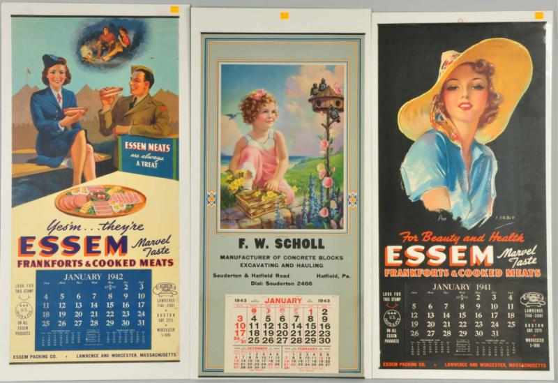 Appraisal: Lot of s Calendars Description The Essem Meats calendar features