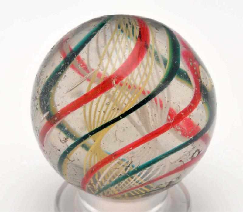 Appraisal: Bicolor Latticino Double Ribbon Core Swirl Marble Description One ribbon